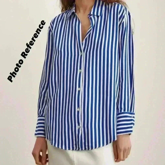 Michael Kors Tops - Michael Kors 100% Silk Women’s Button Down Cobalt White Size 4